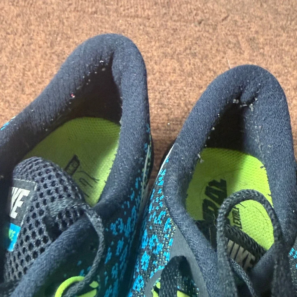 B- Nike Free RN Distance Mens Running Shoes Black Volt Blue 827115-014 Size 10.5